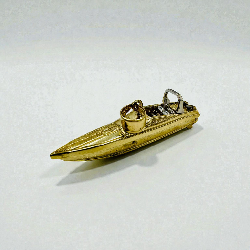 14K Yellow Gold Speed Boat Pendant – 17.3 Grams | Detailed Nautical Statement Piece