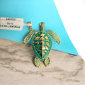 14K Yellow Gold Sea Turtle Pendant w/ Green Enamel – 11.7 Grams | Nautical Ocean Design