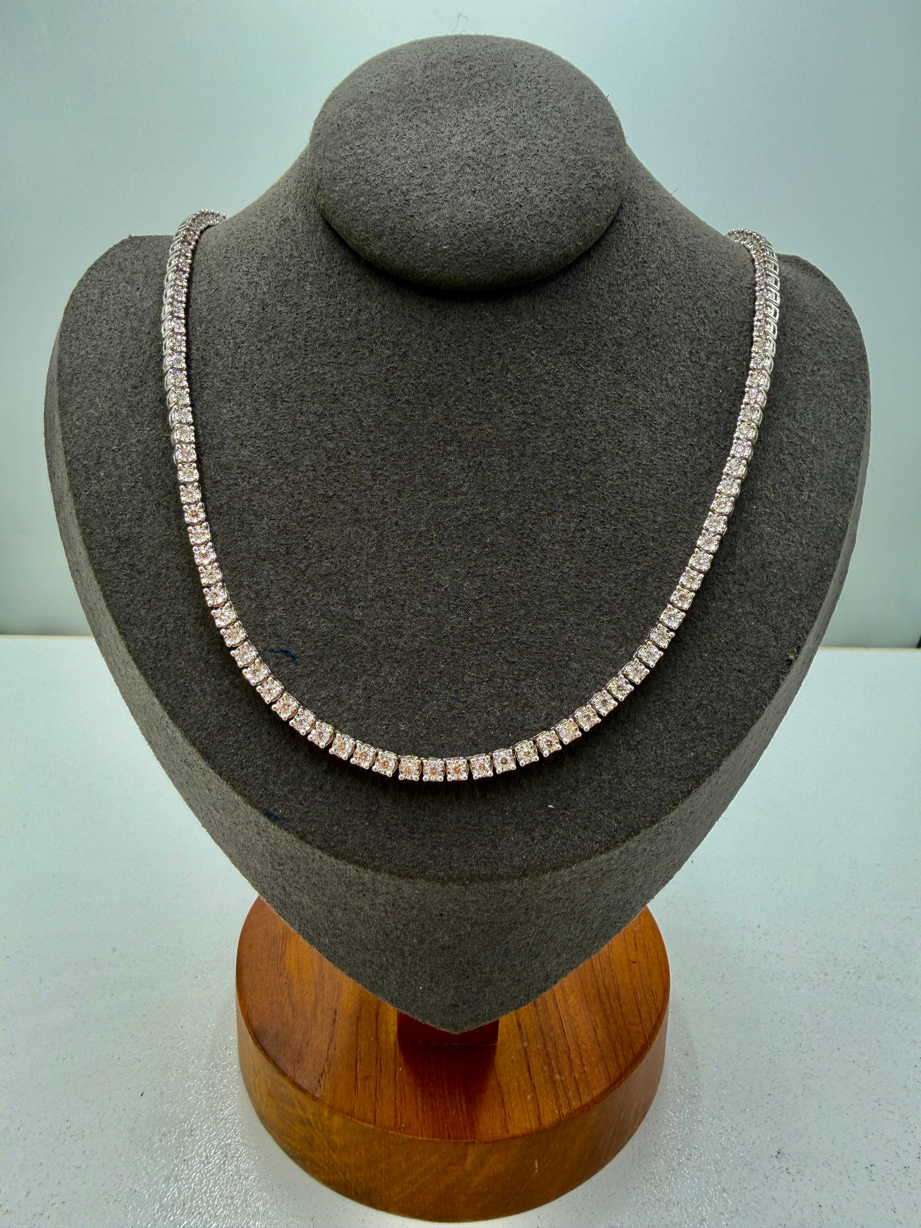 10K White Gold Diamond Tennis Chain – 20” / 3mm (24g)