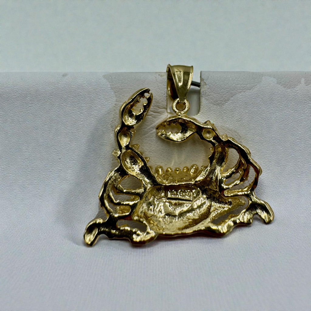 14K Yellow Gold Crab Pendant – 7.3 Grams | Nautical Zodiac Cancer Pendant