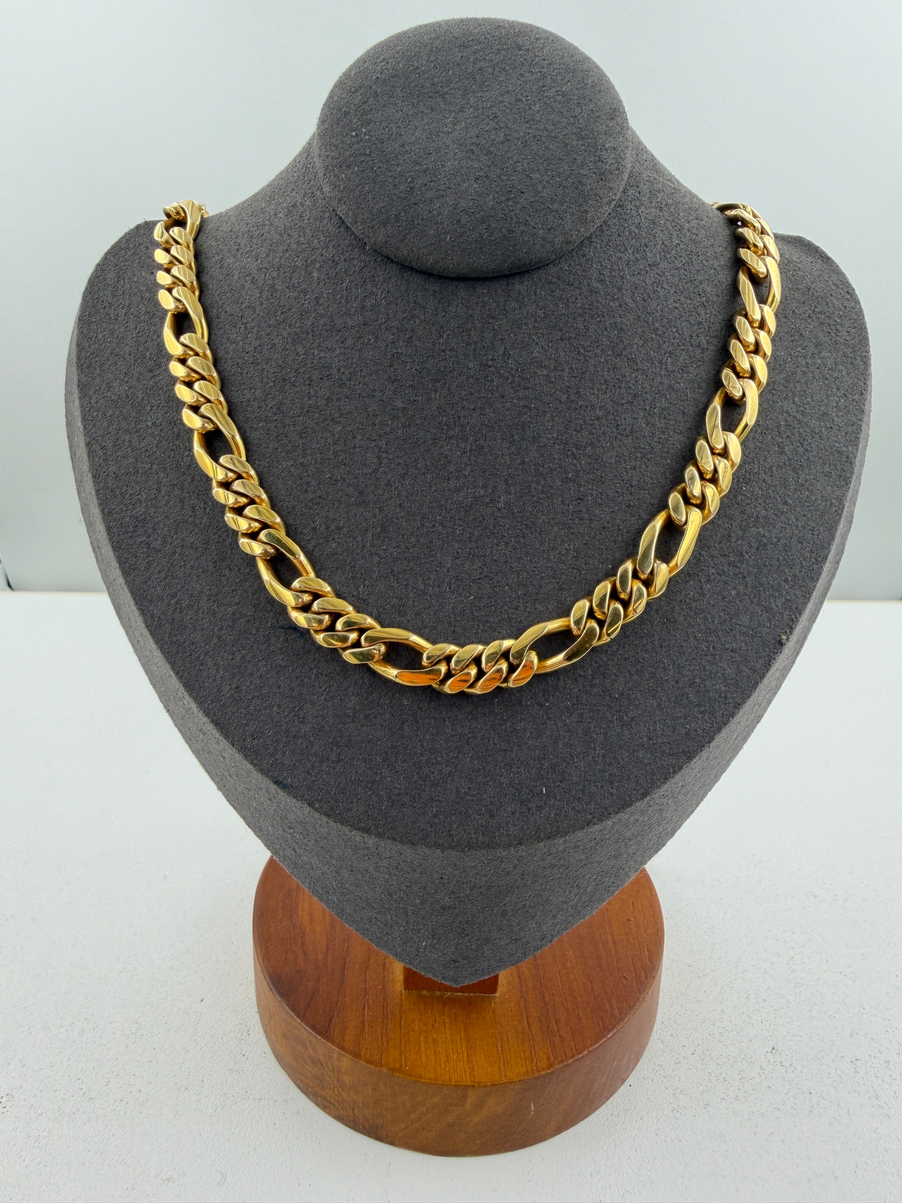 10K Yellow Gold Figaro Chain – 27” / 7.5mm (92.7g) – Monaco