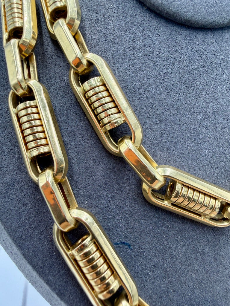 14K Yellow Gold Barrel Link Chain – 30” / 11mm Heavy Statement Necklace (64.2g)