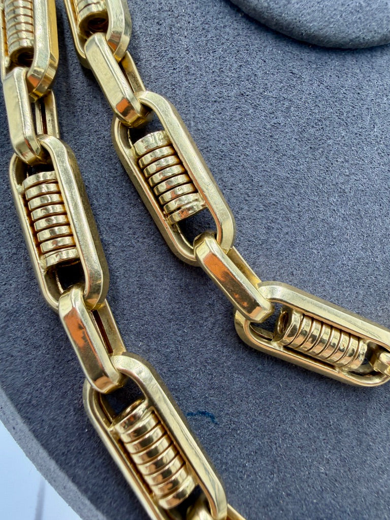 14K Yellow Gold Barrel Link Chain – 30” / 11mm Heavy Statement Necklace (64.2g)