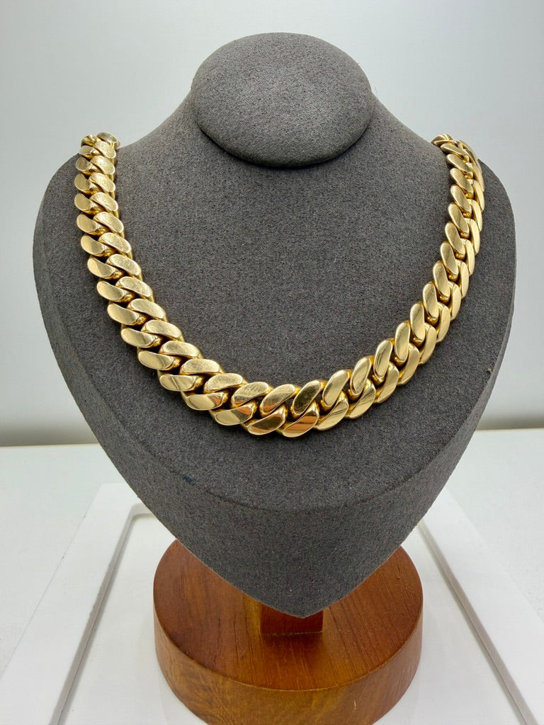 14K Yellow Gold Cuban Link Chain – 26” / 12mm Heavy Miami Cuban Necklace (209.2g)