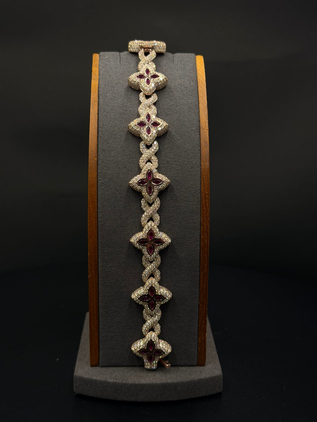 10K rose gold flower link bracelet