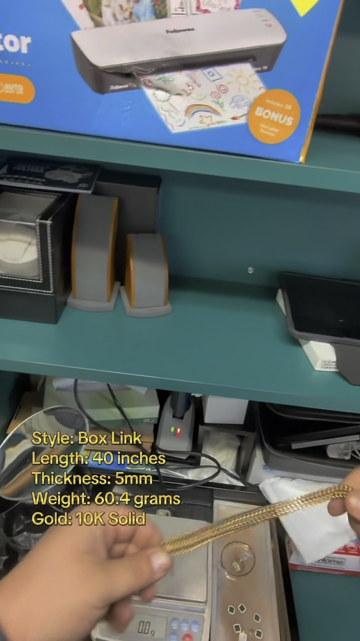 10K Solid Gold Box Link Chain – 5mm / 40” (60.4g)