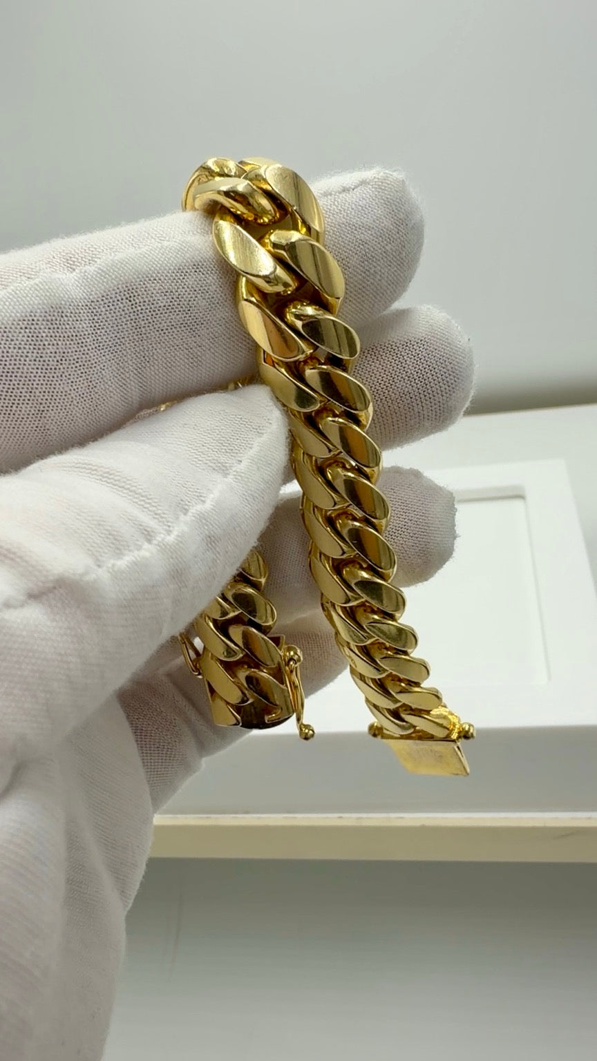 14k Gold Miami Cuban link Bracelet 121grams 8in - 14mm