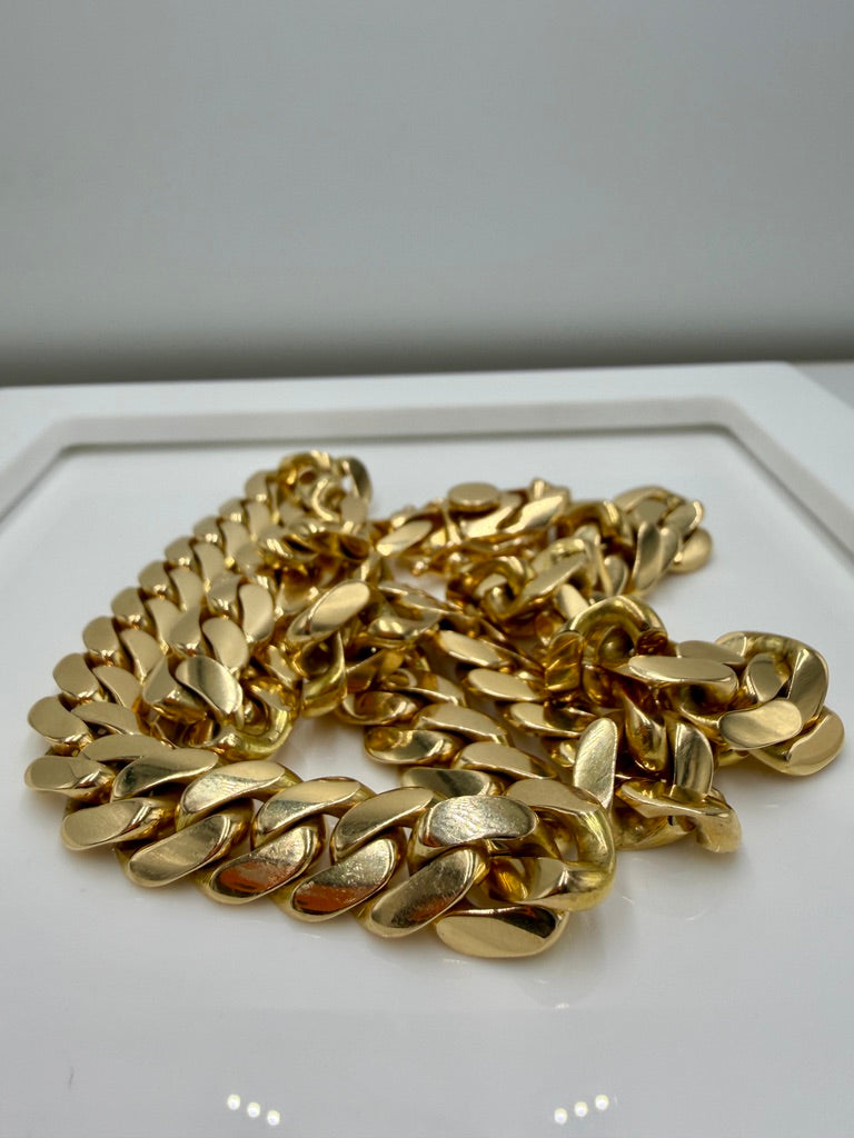 14K Yellow Gold Cuban Link Chain – 26” / 12mm Heavy Miami Cuban Necklace (209.2g)