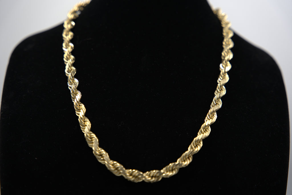 9mm Rope Chain – 10K Yellow Gold – 180g – 26”