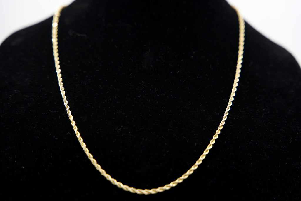 14K Gold Rope Chain 9.3 Grams 24 Inches 3mm