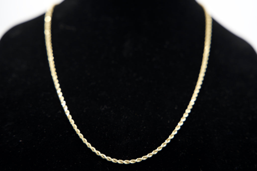 14K Gold Rope Chain 9.3 Grams 24 Inches 3mm