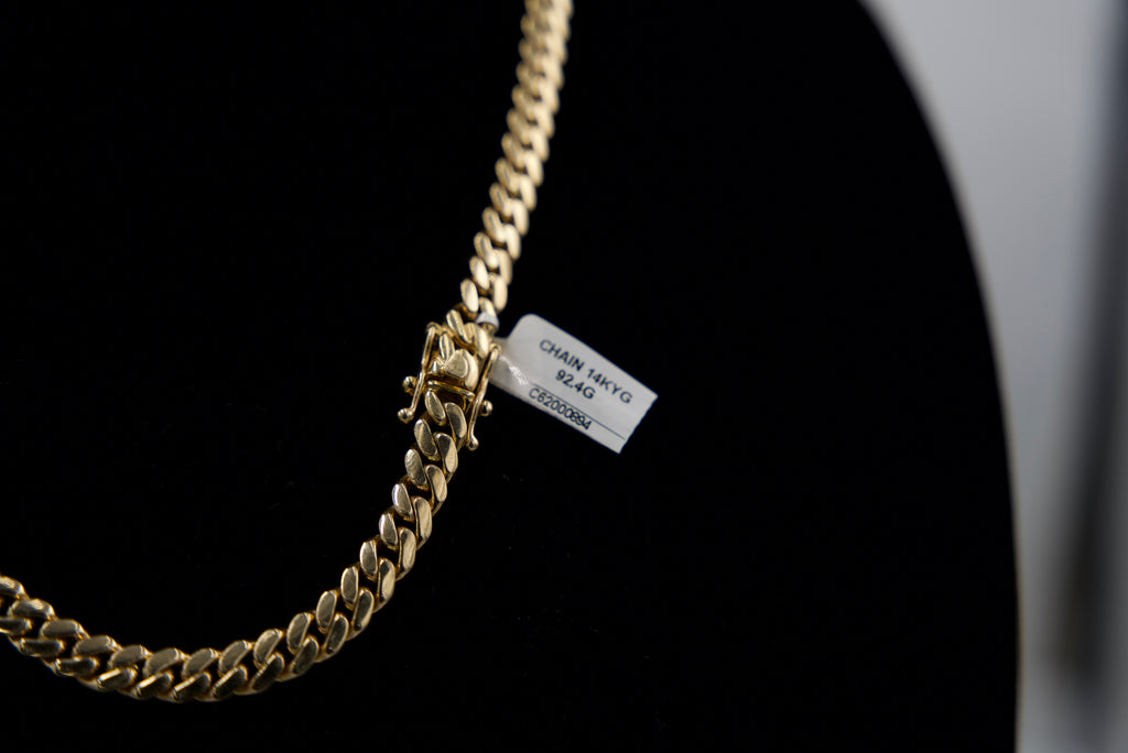14K Gold Miami Cuban Chain 92.4 Grams 24 Inches 7mm