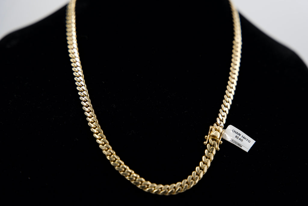 14K Gold Miami Cuban Chain 92.4 Grams 24 Inches 7mm