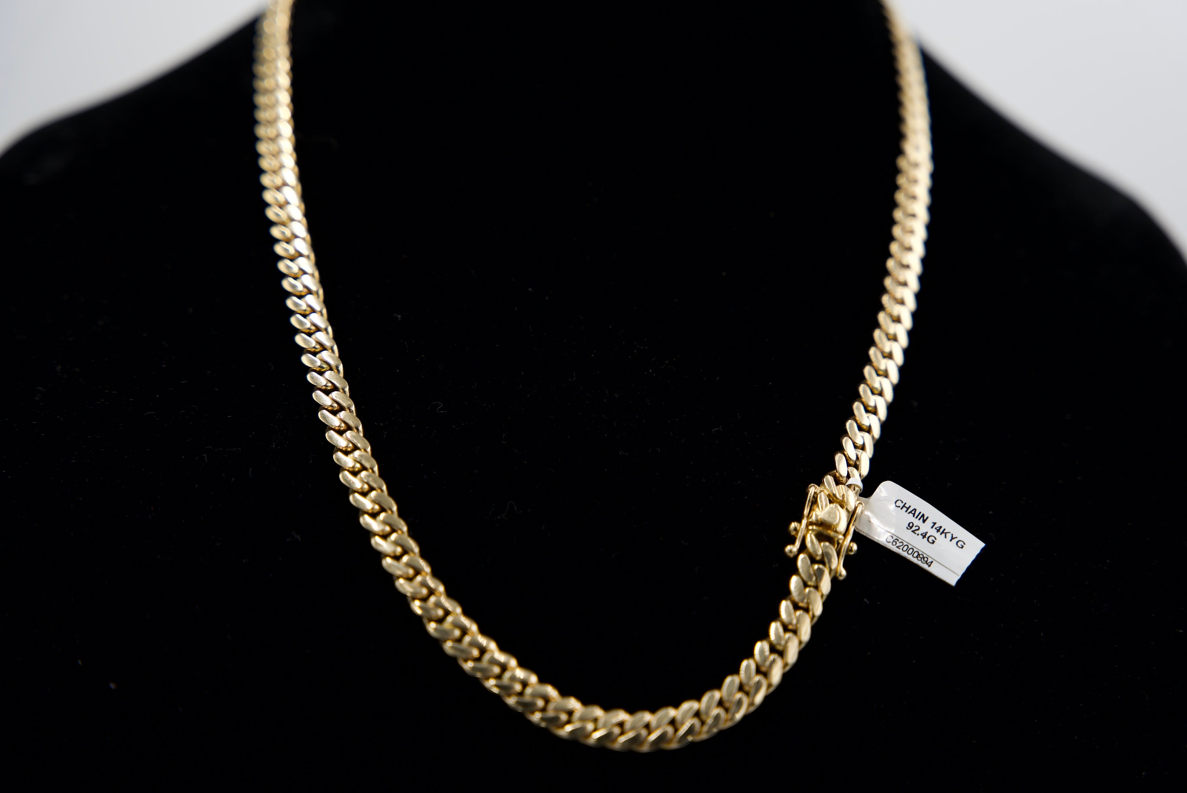 14K Gold Miami Cuban Chain 92.4 Grams 24 Inches 7mm