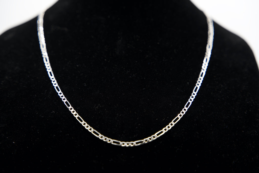 14K White Gold Figaro Chain 15 Grams 26 Inches 4mm