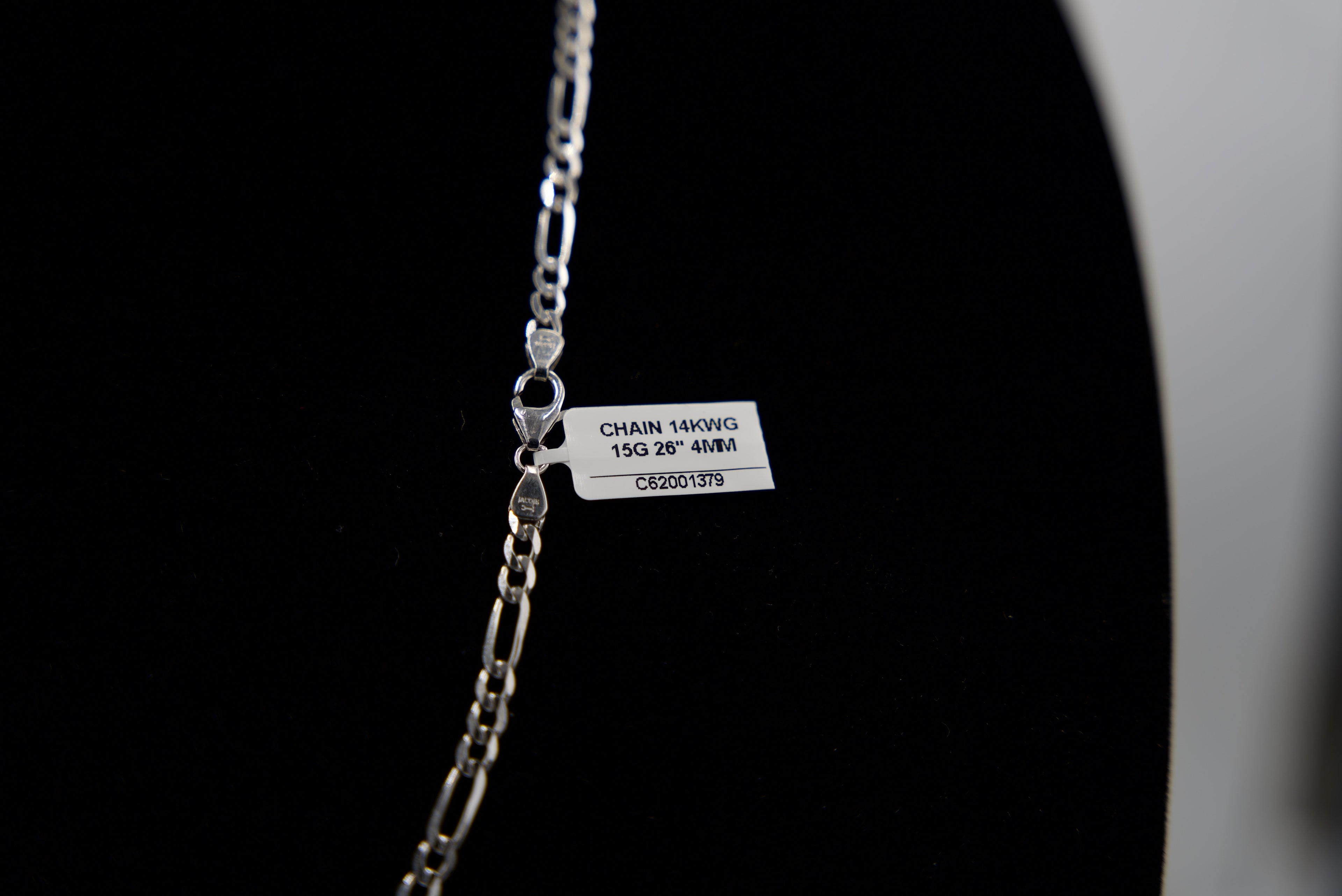 14K White Gold Figaro Chain 15 Grams 26 Inches 4mm