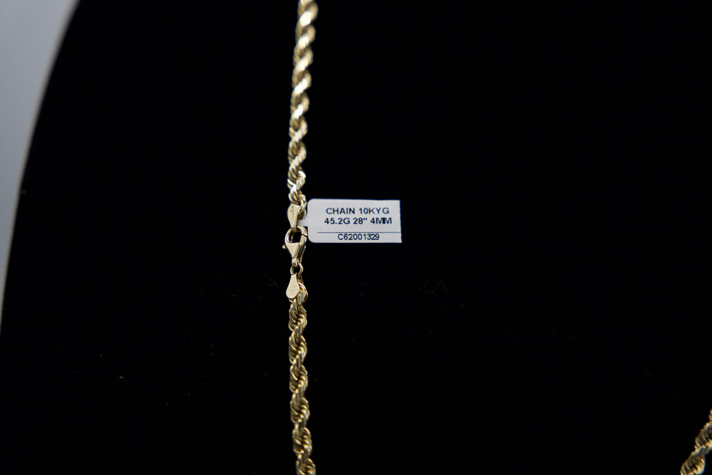 10K Gold Rope Chain 45.2 Grams 28 Inches 4mm