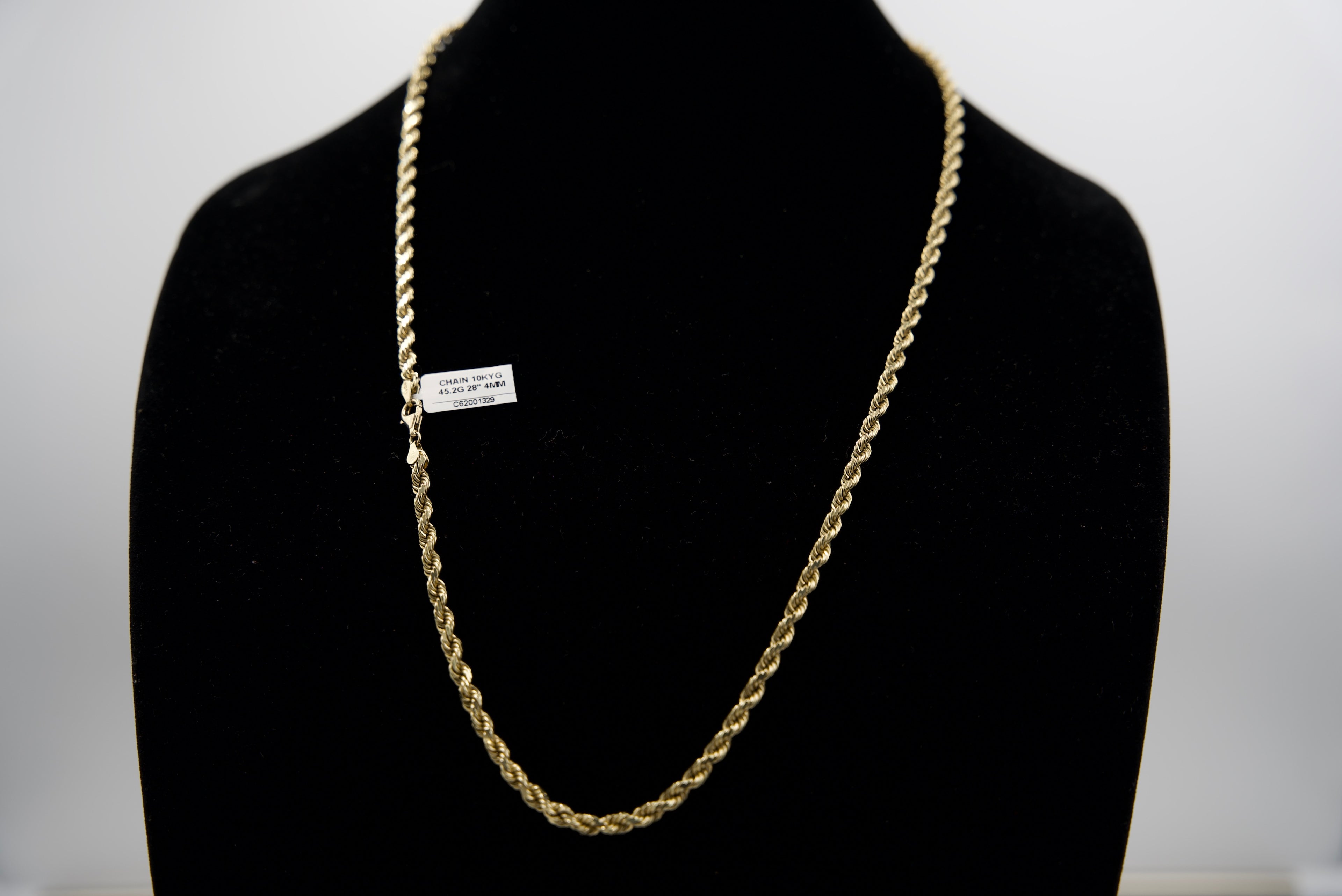 10K Gold Rope Chain 45.2 Grams 28 Inches 4mm