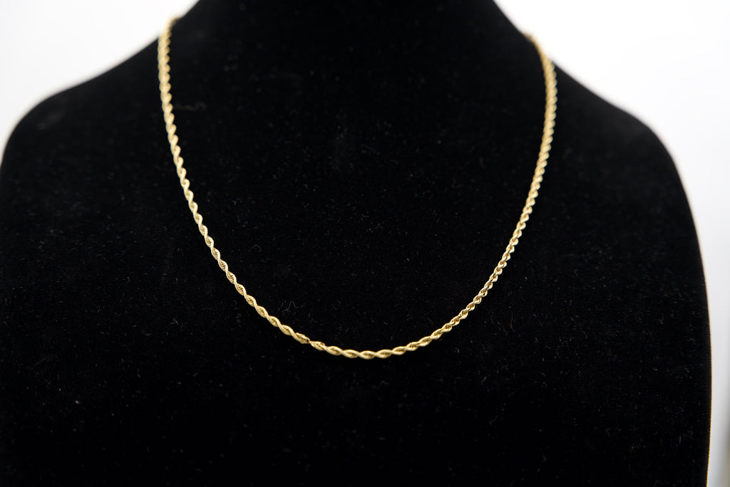 14K Gold Rope Chain 9.3 Grams 24 Inches 3mm