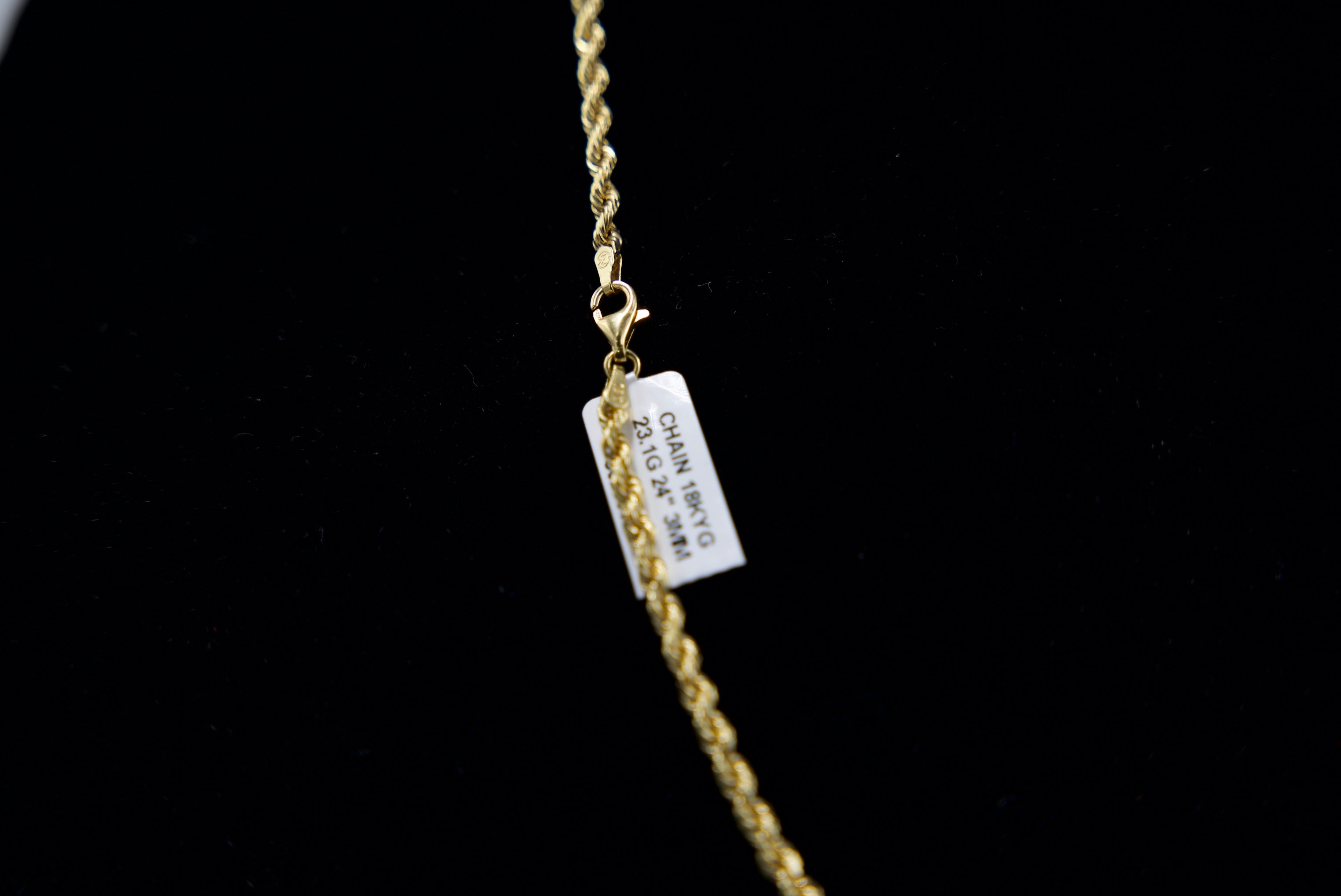 18K Gold Rope Chain 23.1 Grams 24 Inches 3mm