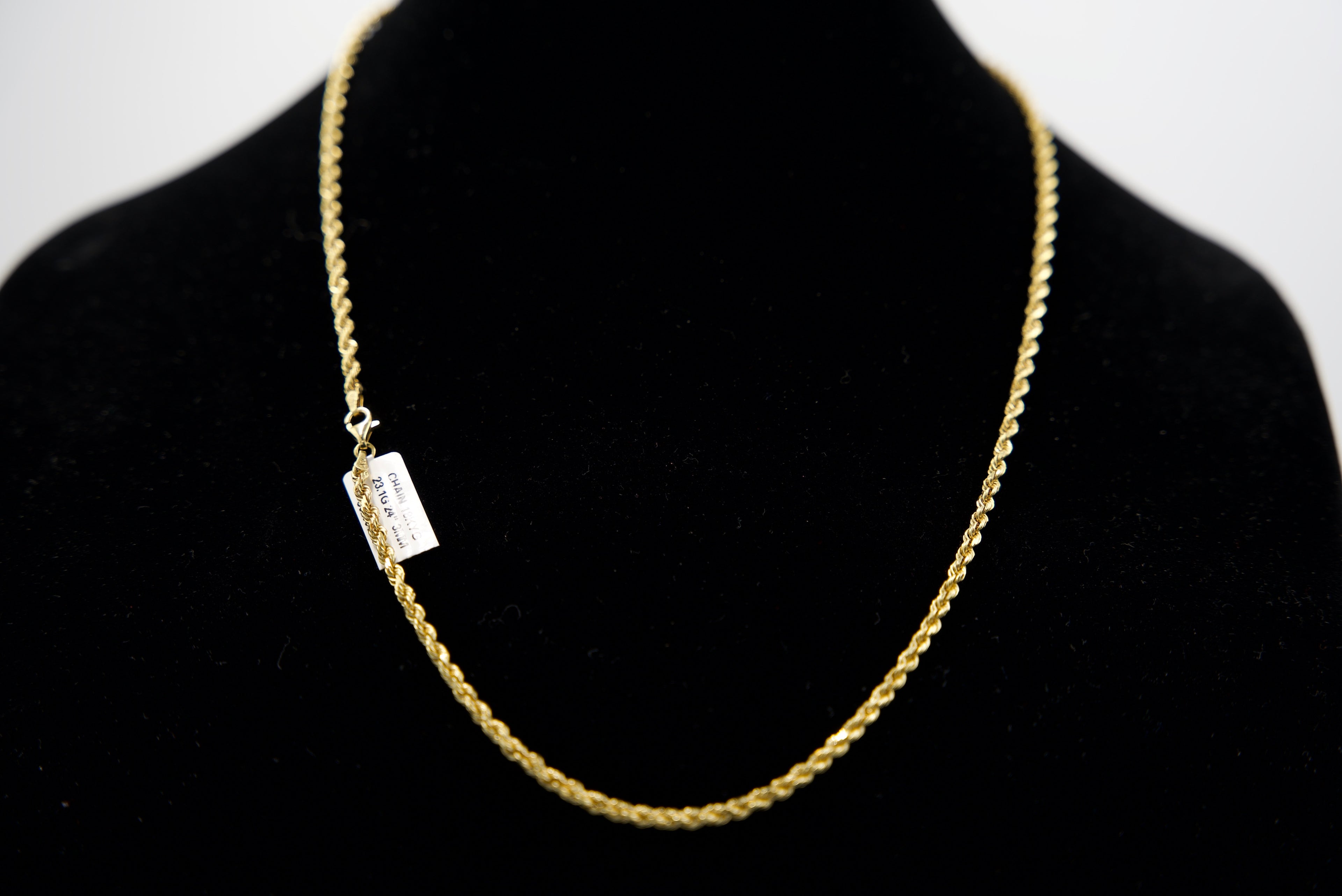 18K Gold Rope Chain 23.1 Grams 24 Inches 3mm