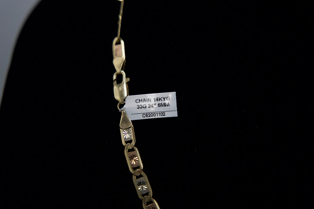 14K Gold Mariner Link Chain 33 Grams 24 Inches 6mm