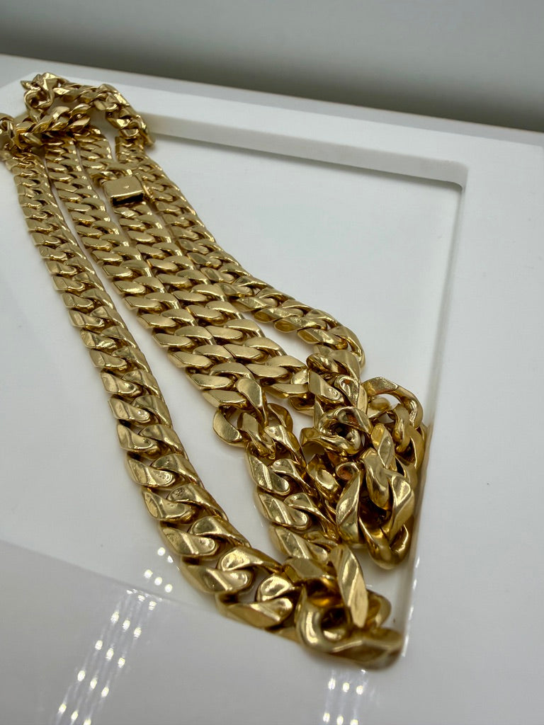 4K Yellow Gold Cuban Link Chain – 31” / 8mm Heavy Miami Cuban Necklace (169.4g)