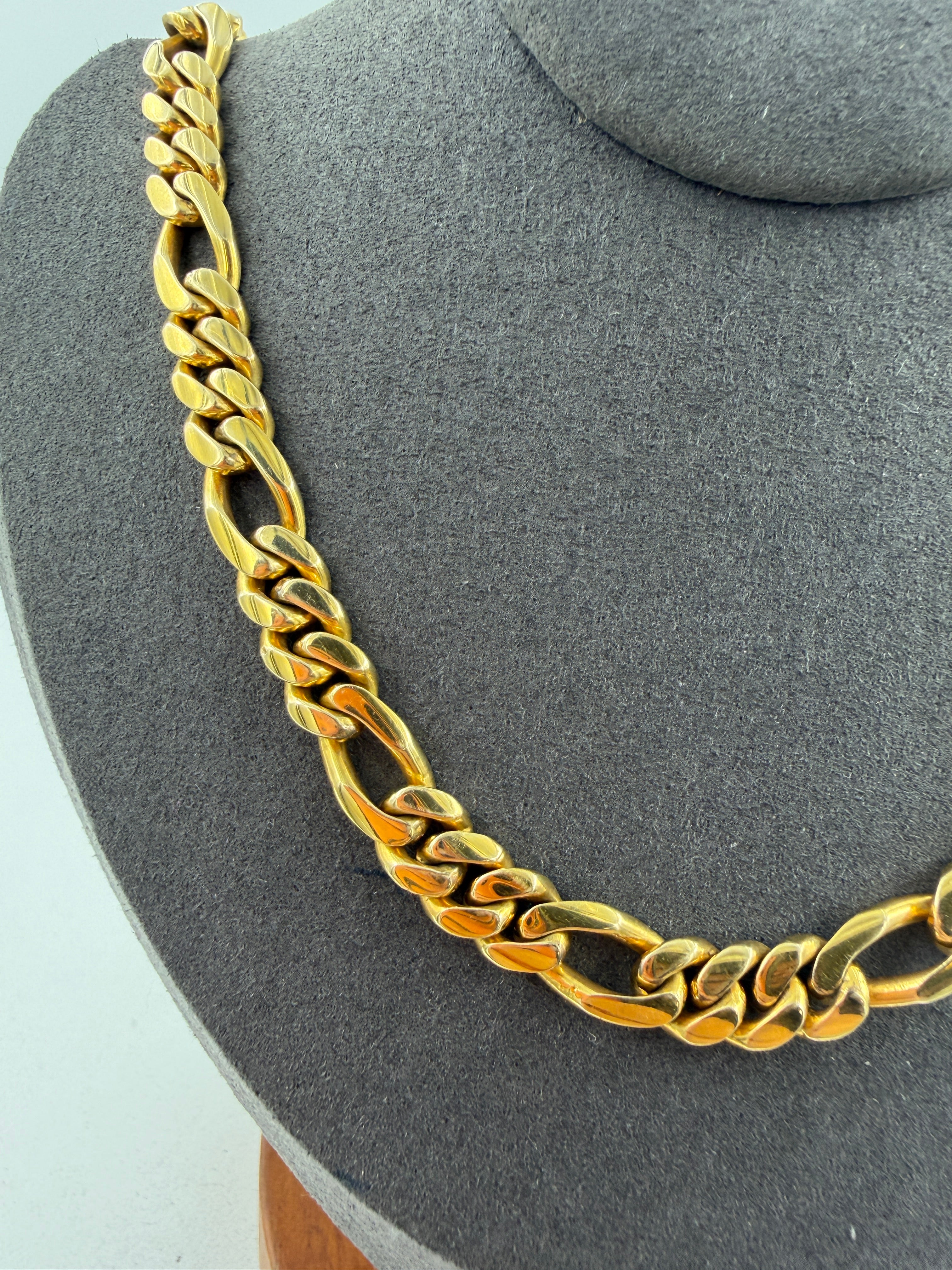 10K Yellow Gold Figaro Chain – 27” / 7.5mm (92.7g) – Monaco
