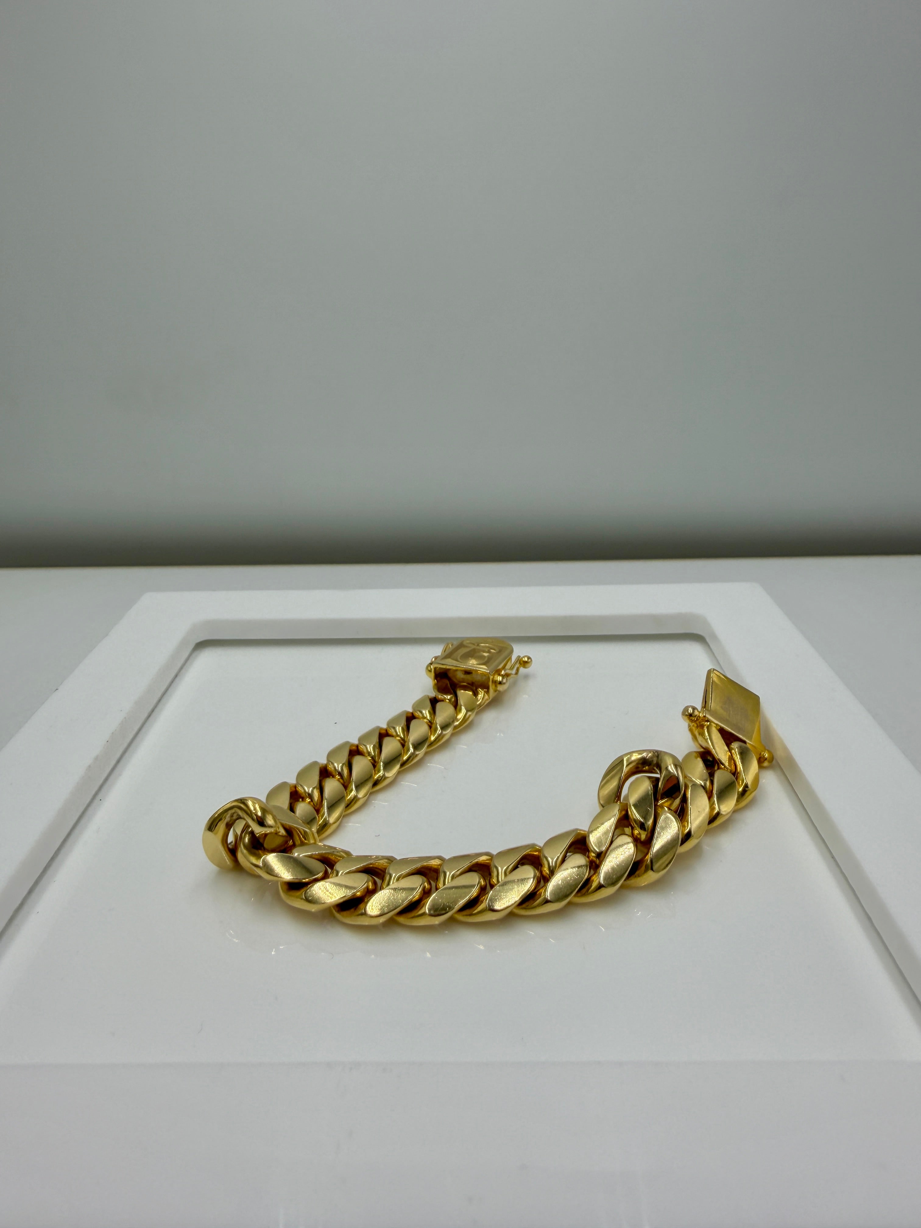 14k Gold Miami Cuban link Bracelet 121grams 8in - 14mm