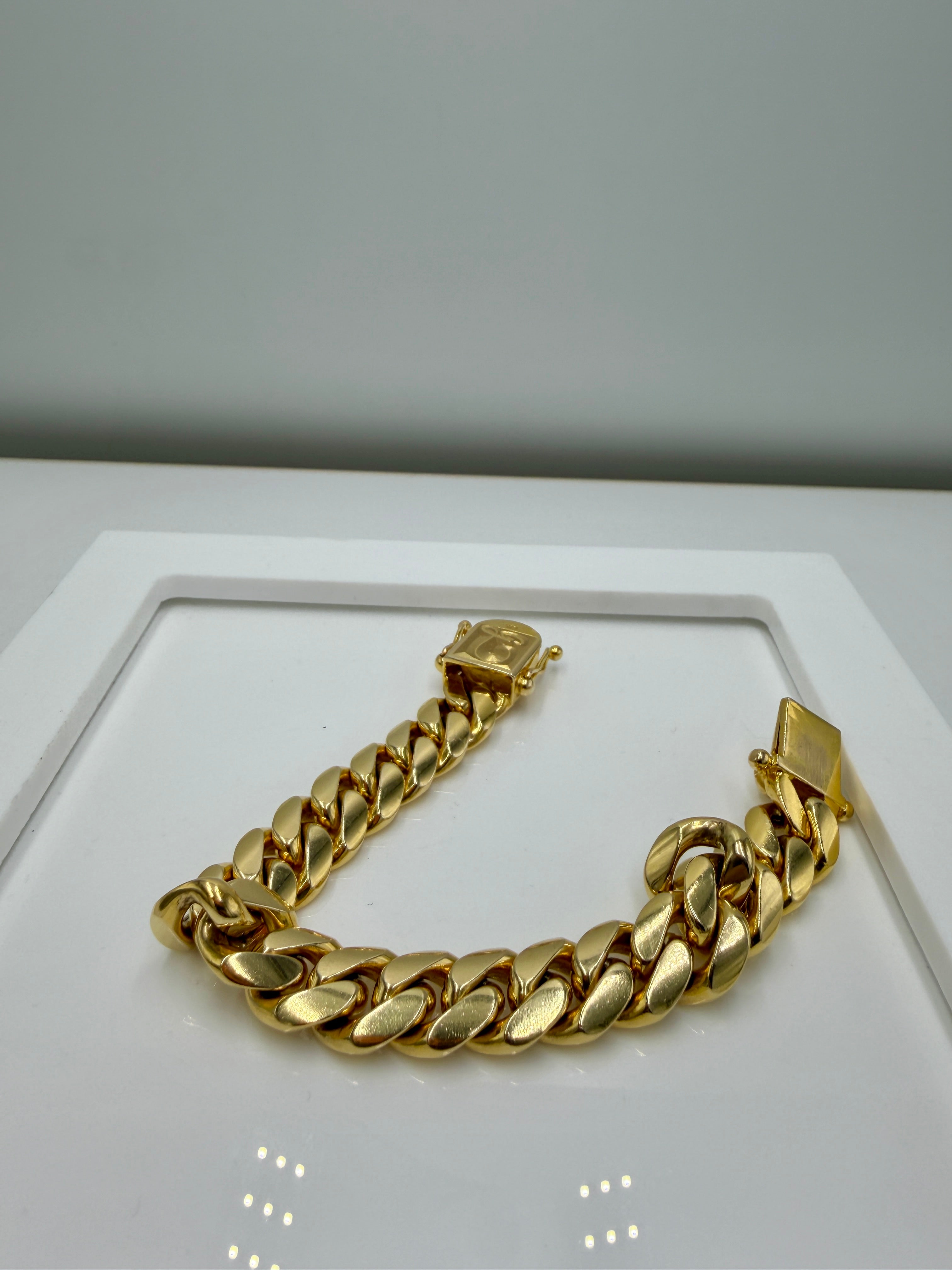14k Gold Miami Cuban link Bracelet 121grams 8in - 14mm