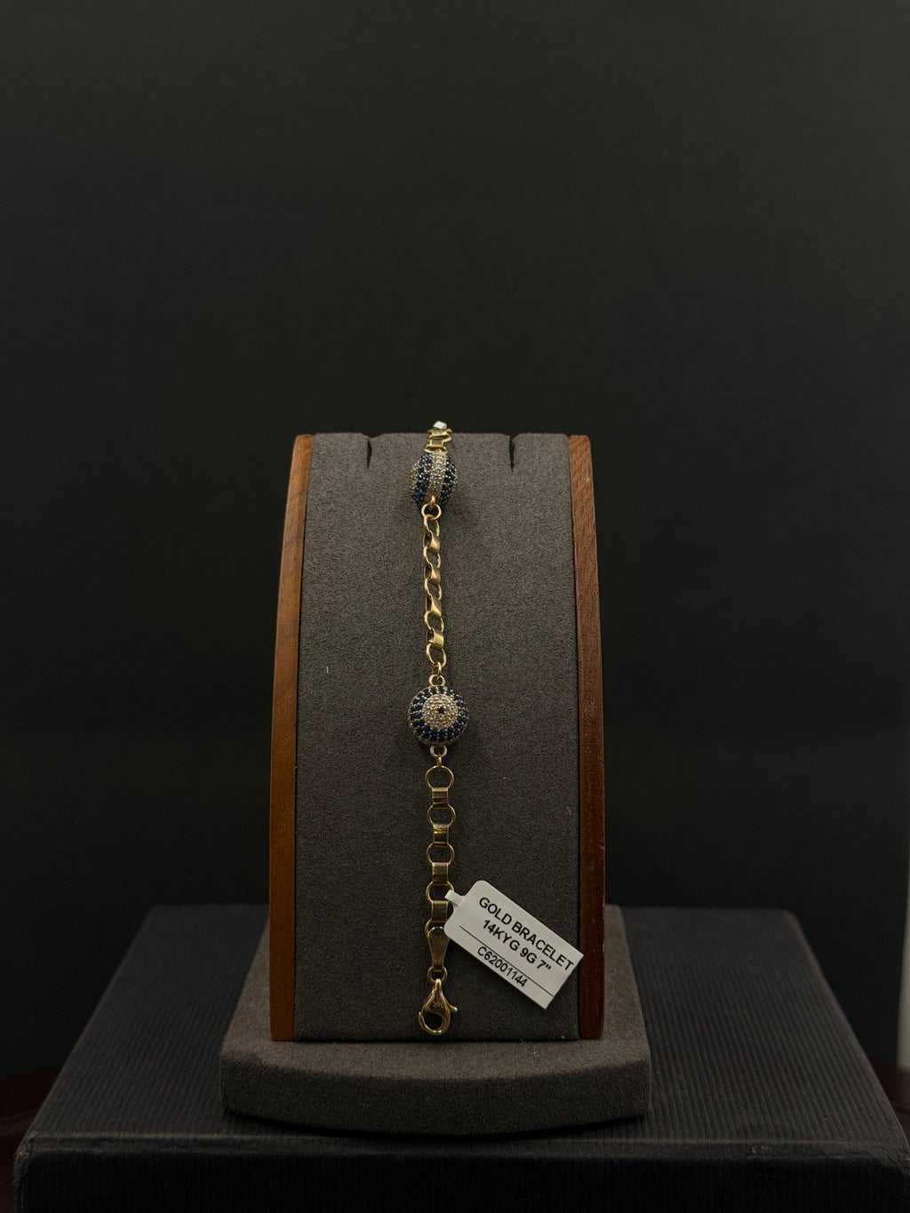 14K Gold Evil Eye Bracelet – 9 Grams | 7 Inches