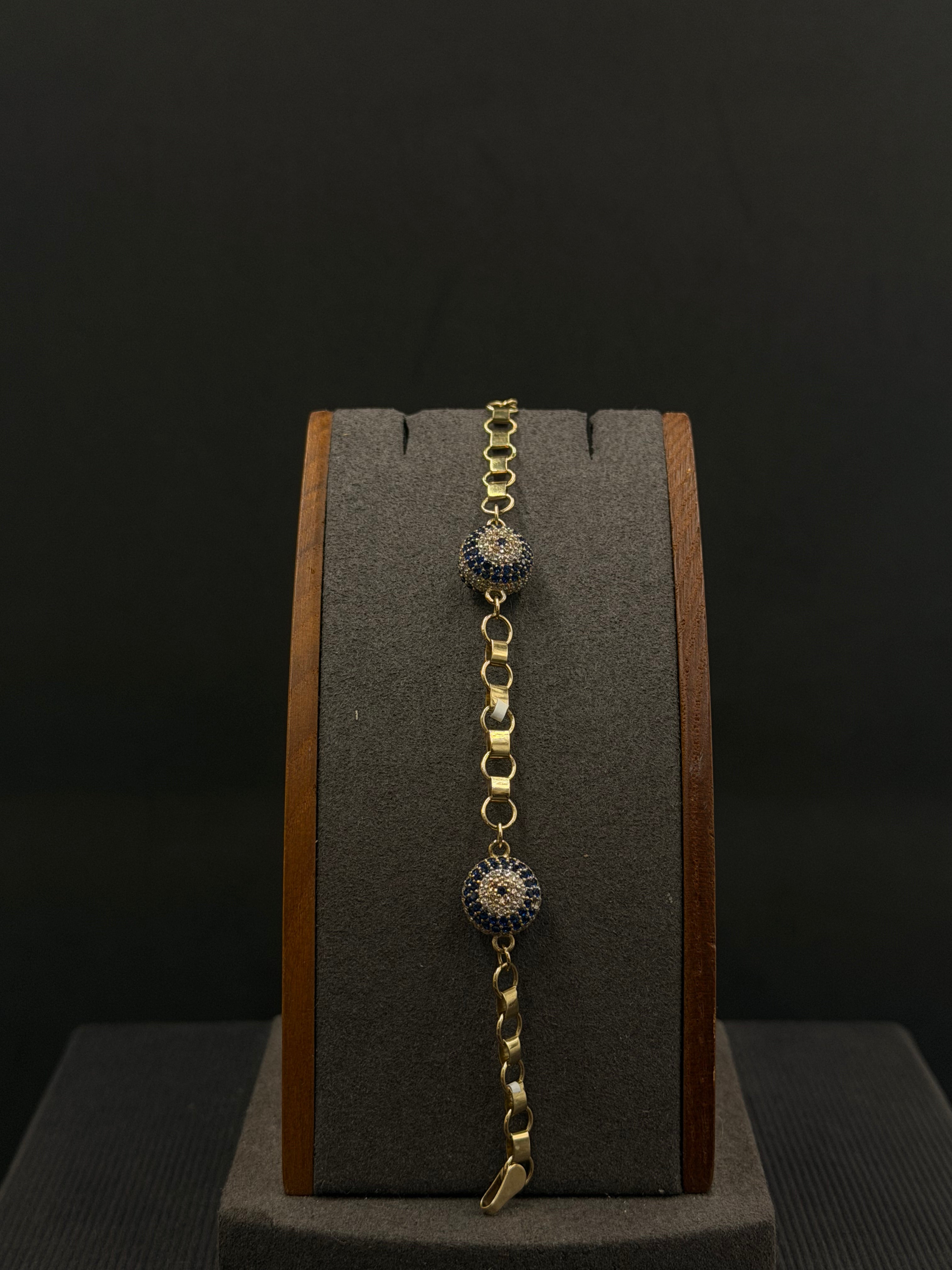 14K Gold Evil Eye Bracelet – 9 Grams | 7 Inches