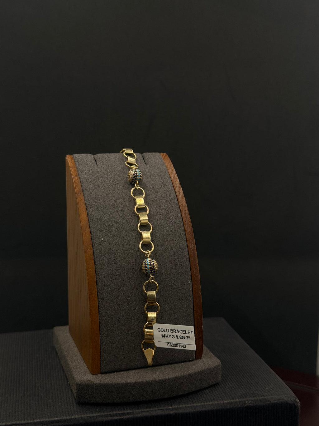 14K Gold Evil Eye Bracelet – 9.8 Grams | 7 Inches