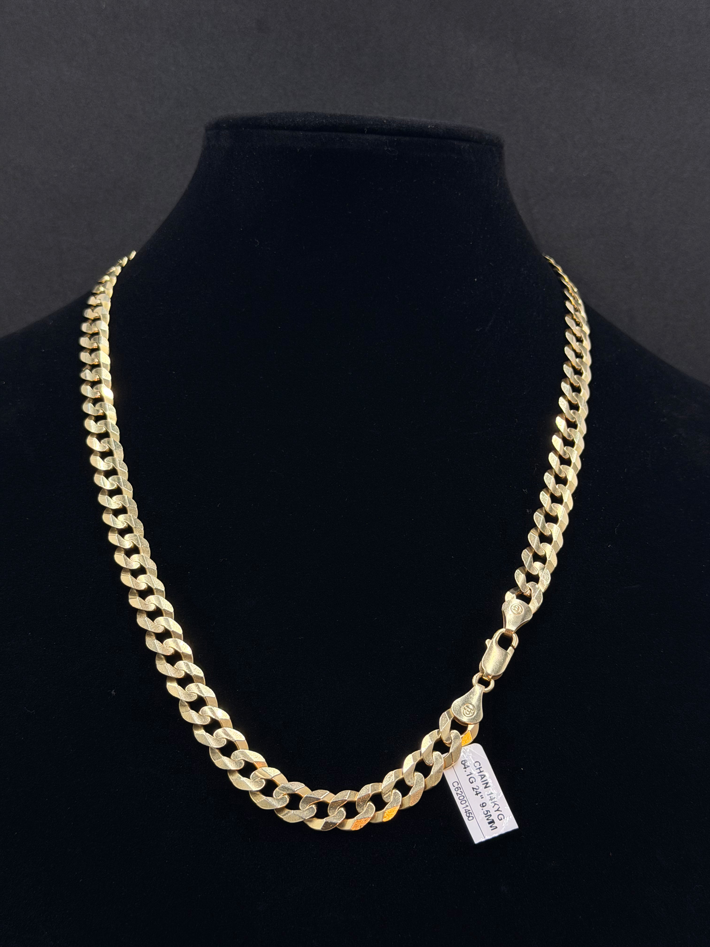 14K Gold Curb Link Chain 64.1 Grams 24 Inches 9.5mm