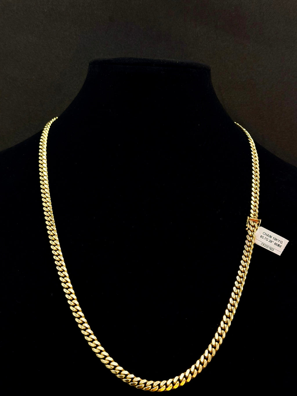 10K Gold Miami Cuban Link Chain 65.1 Grams 26 Inches 6mm