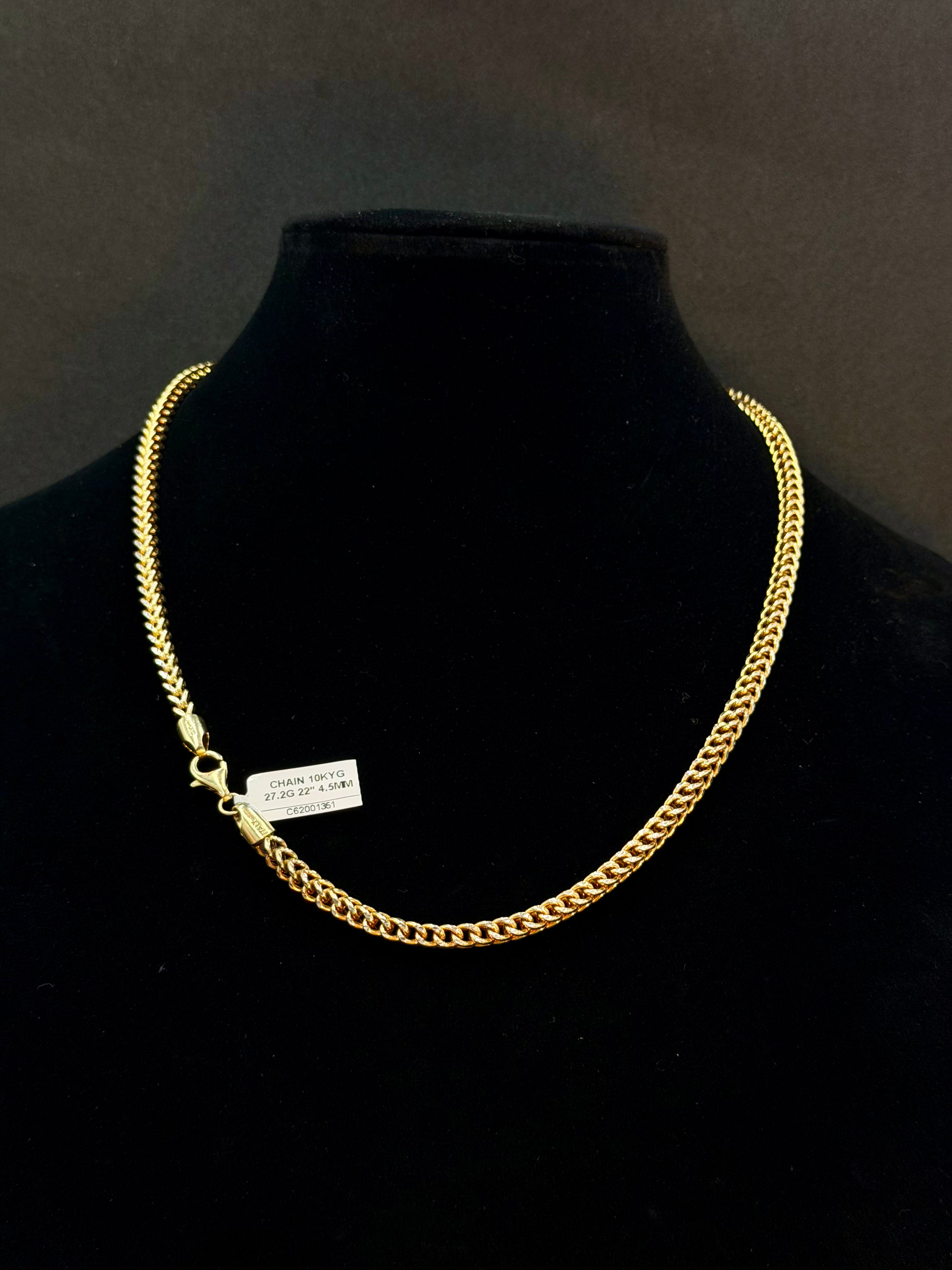 10K Gold Franco Chain 27.2 Grams 22 Inches 4.5mm