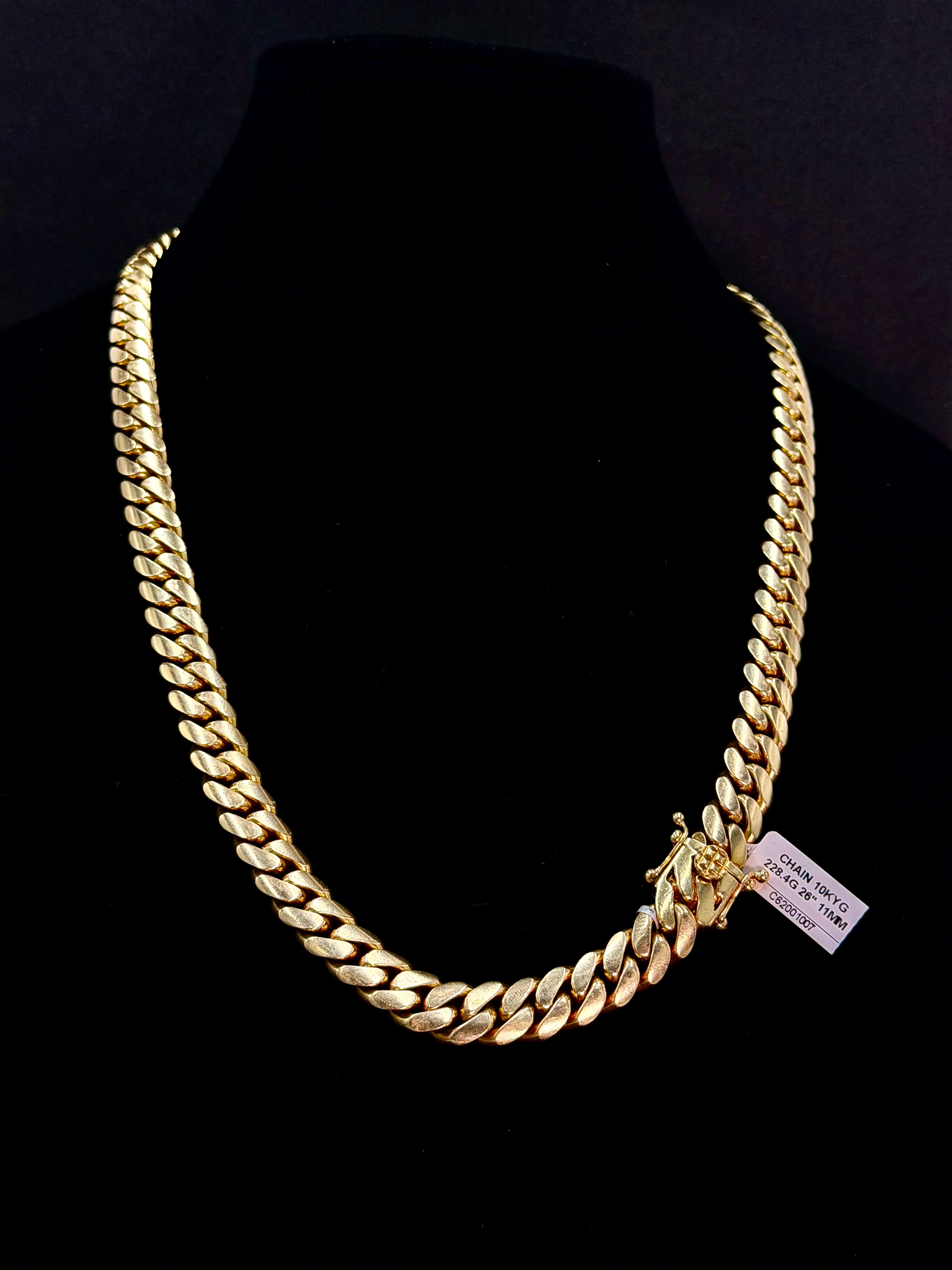 10K Gold Miami Cuban Link Chain 228.4 Grams 26 Inches 11mm