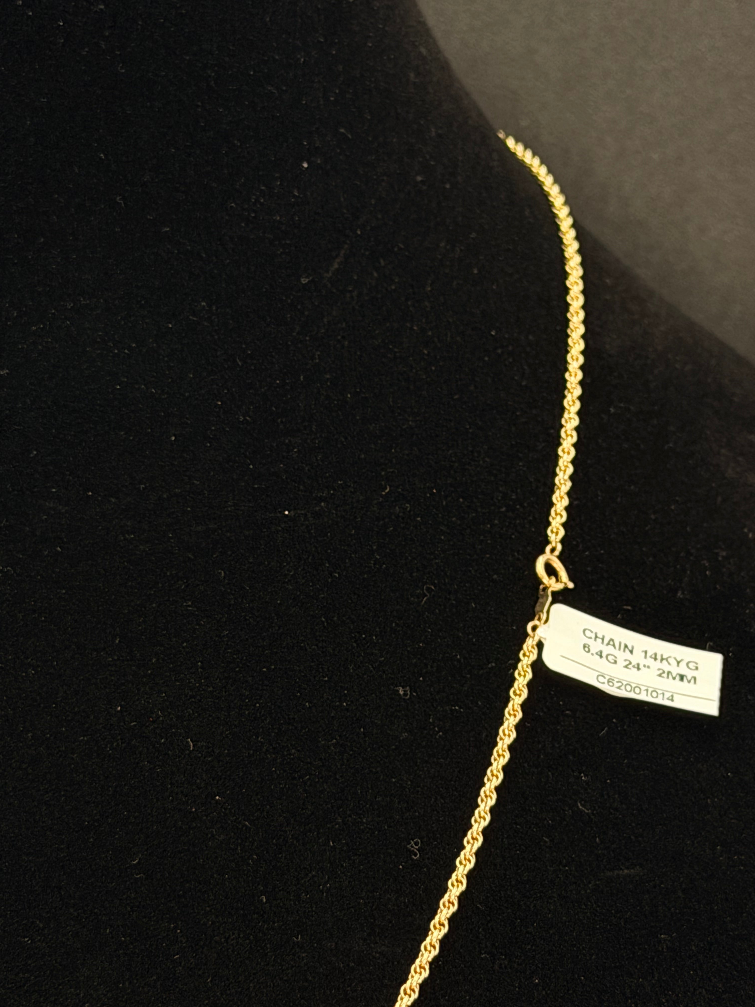 14K Gold Rope Chain 6.4 Grams 24 Inches 2mm