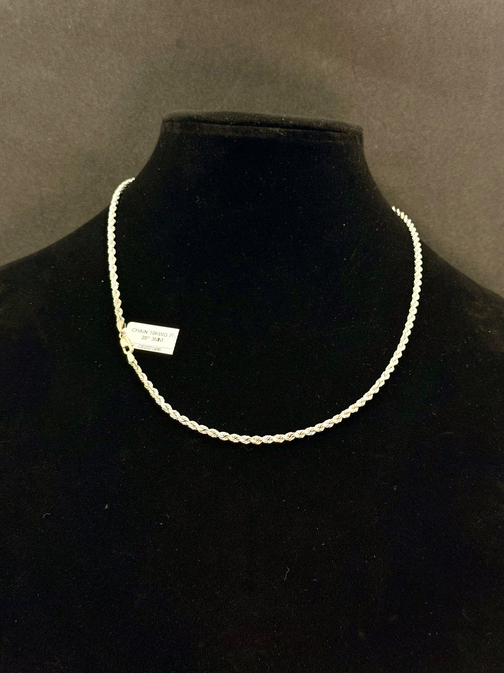 10K White Gold Rope Chain – 7.0 Grams | 20 Inches