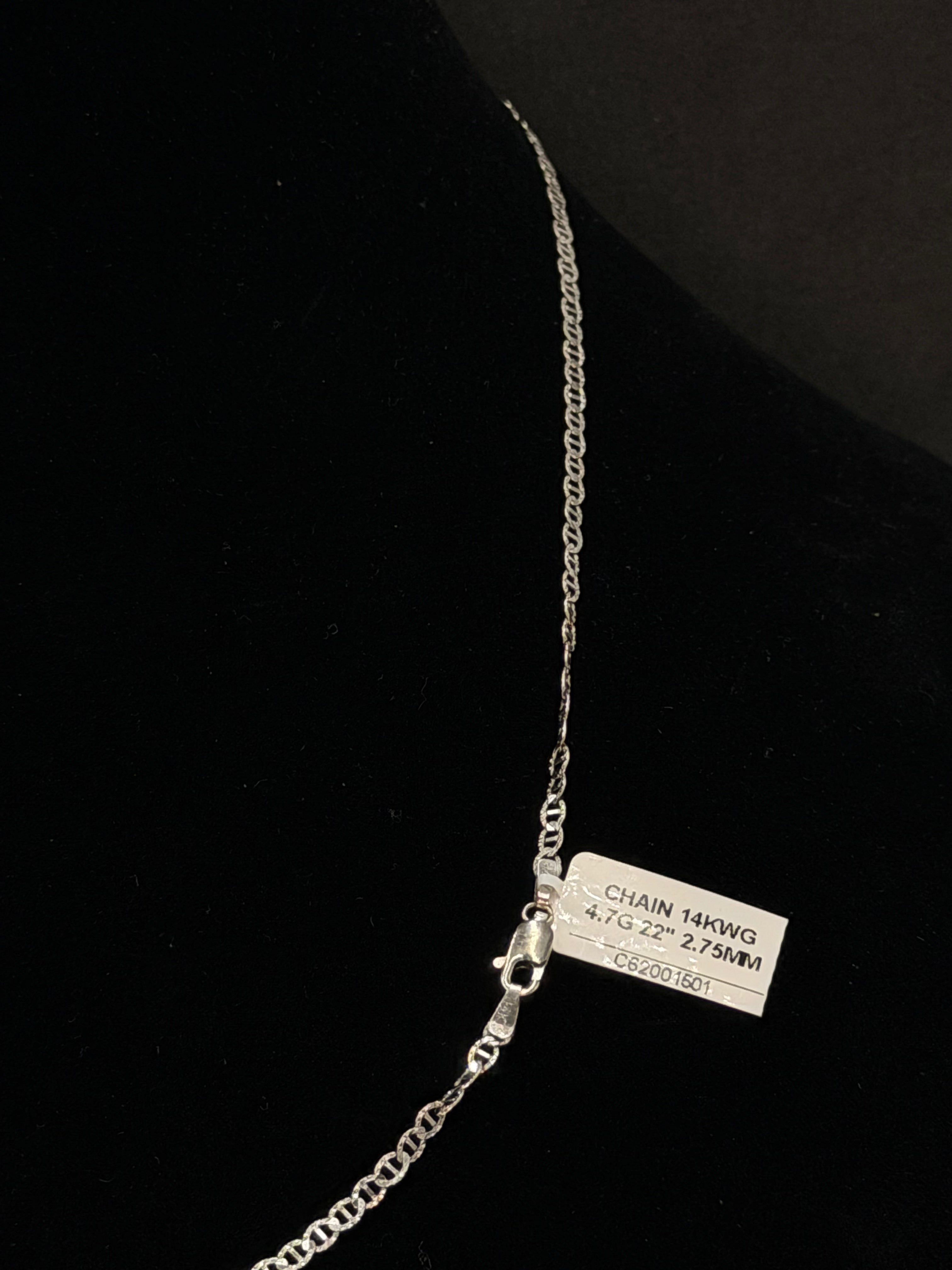 14K White Gold Mariner Chain – 4.7 Grams | 22 Inches | 2.75mm