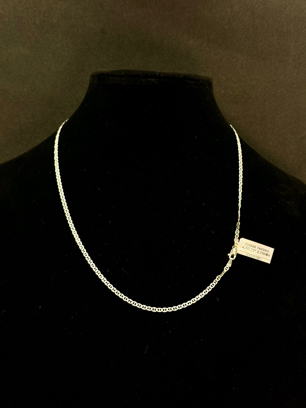 14K White Gold Mariner Chain – 4.7 Grams | 22 Inches | 2.75mm