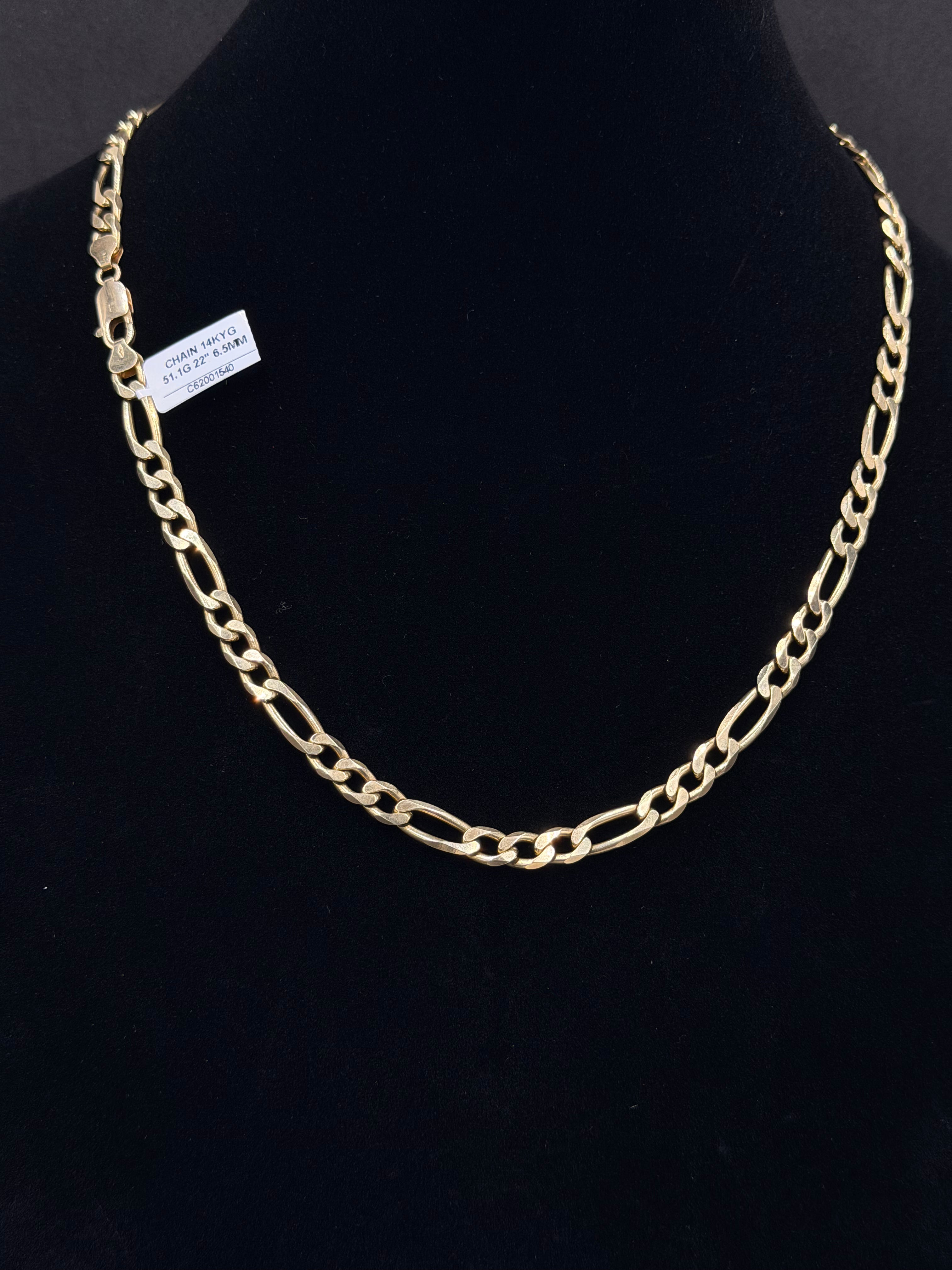 14K Gold Figaro Chain – 51.1 Grams | 22 Inches | 6.5mm