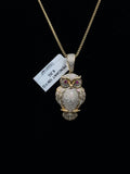 10K Gold Diamond Owl Pendant with Ruby Eyes – 6.2 Grams