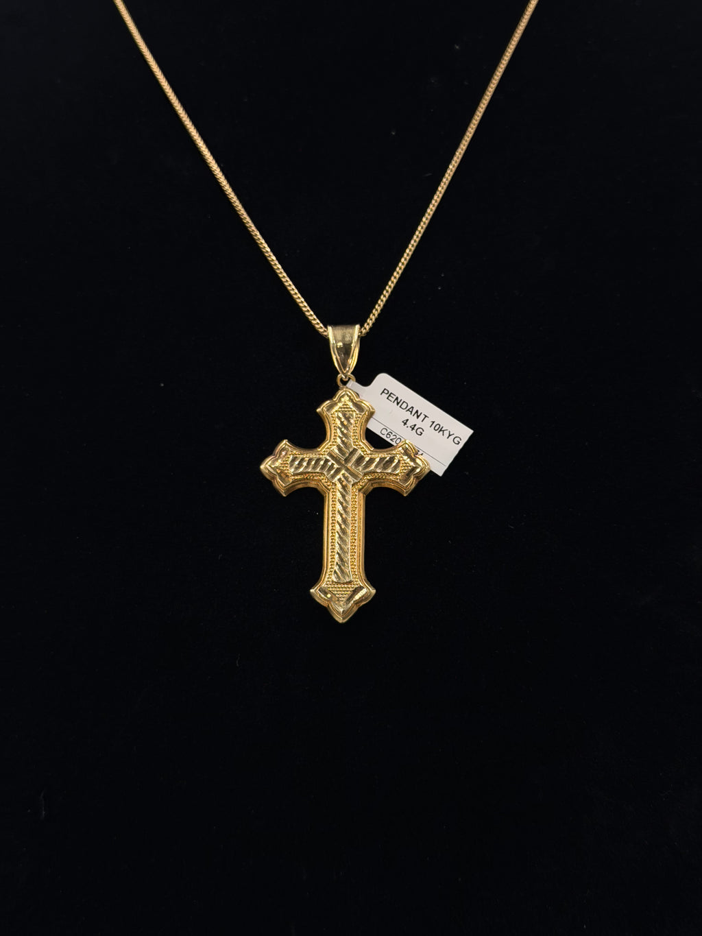 10K Gold Diamond-Cut Cross Pendant – 4.4 Grams