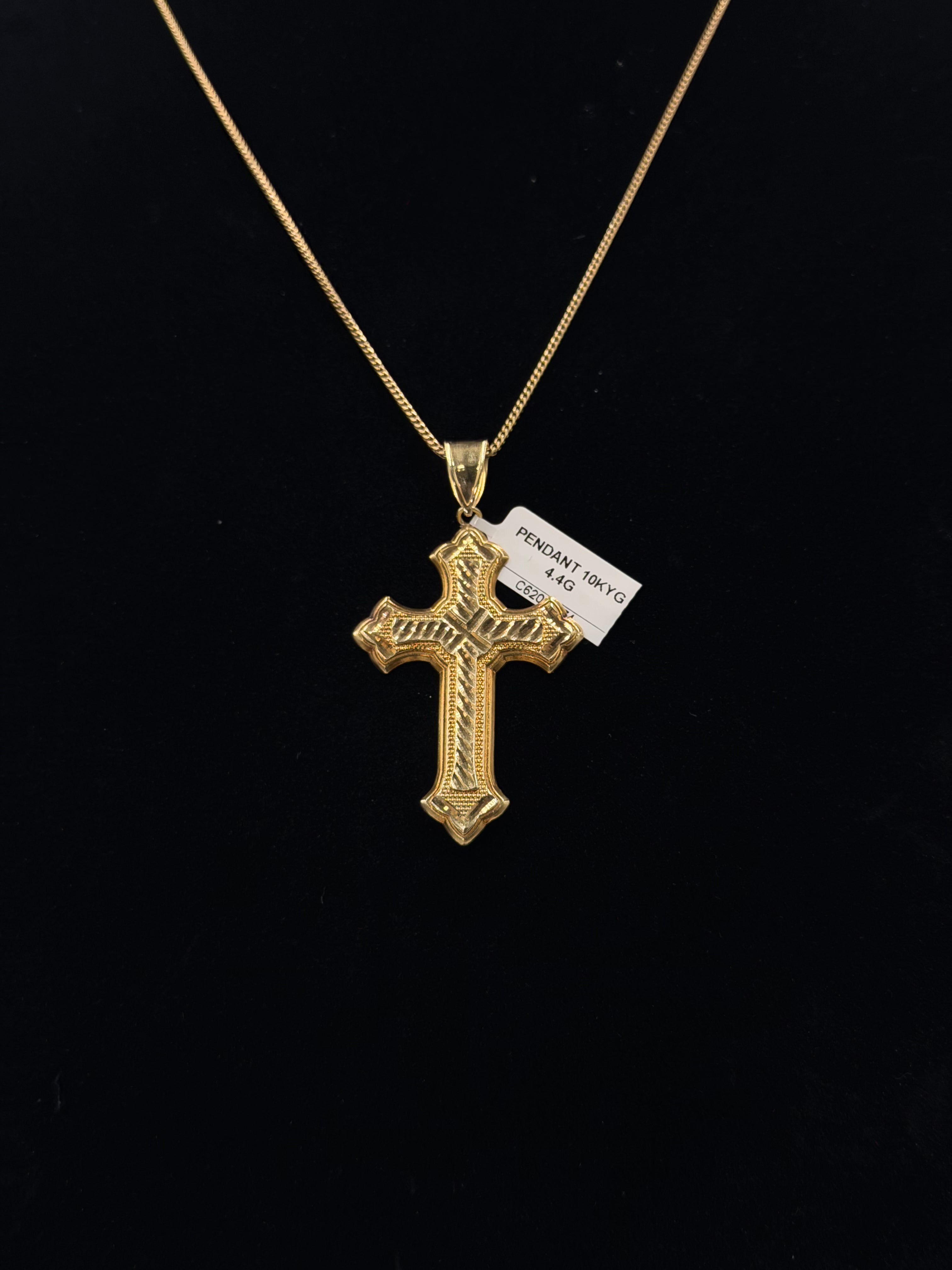 10K Gold Diamond-Cut Cross Pendant – 4.4 Grams