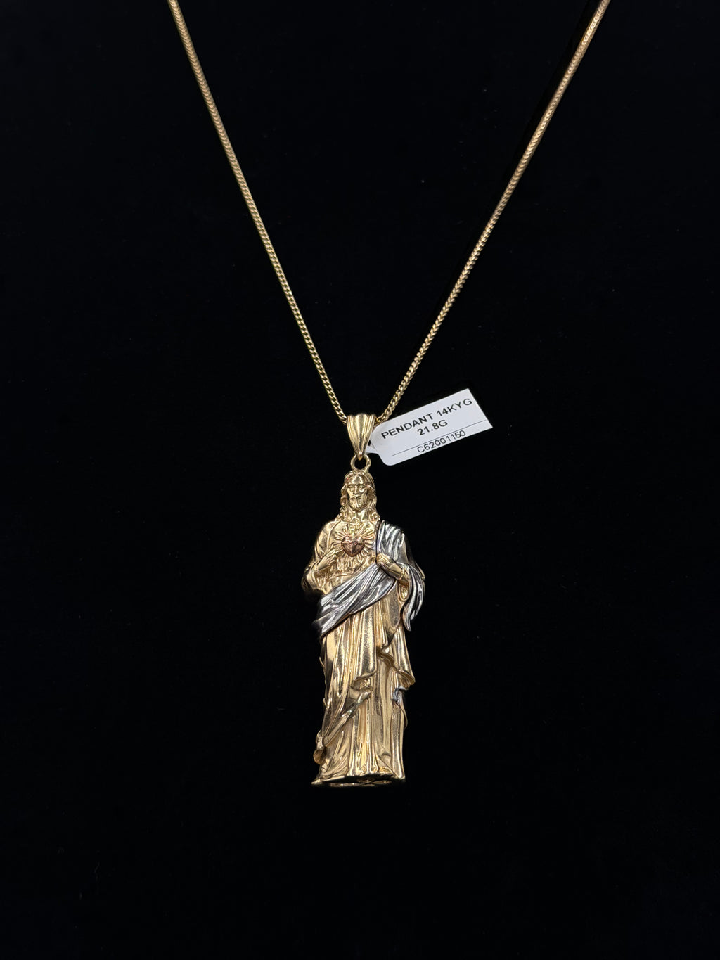 14K Two-Tone Sacred Heart of Jesus Pendant – 21.8 Grams