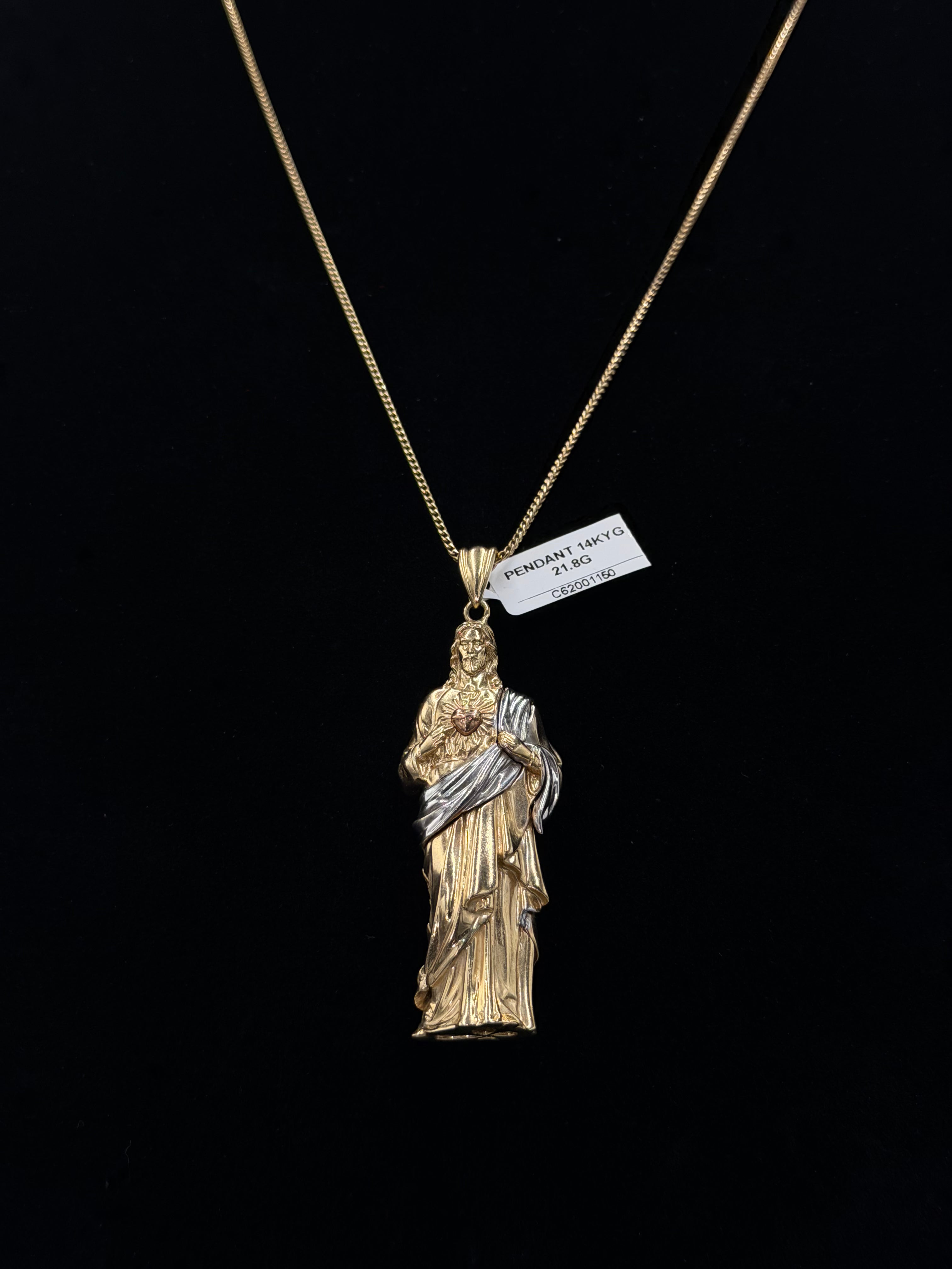 14K Two-Tone Sacred Heart of Jesus Pendant – 21.8 Grams