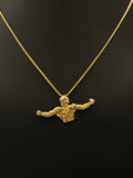 14K Yellow Gold Muscle Man Pendant – Fitness Champion Charm 4.5G