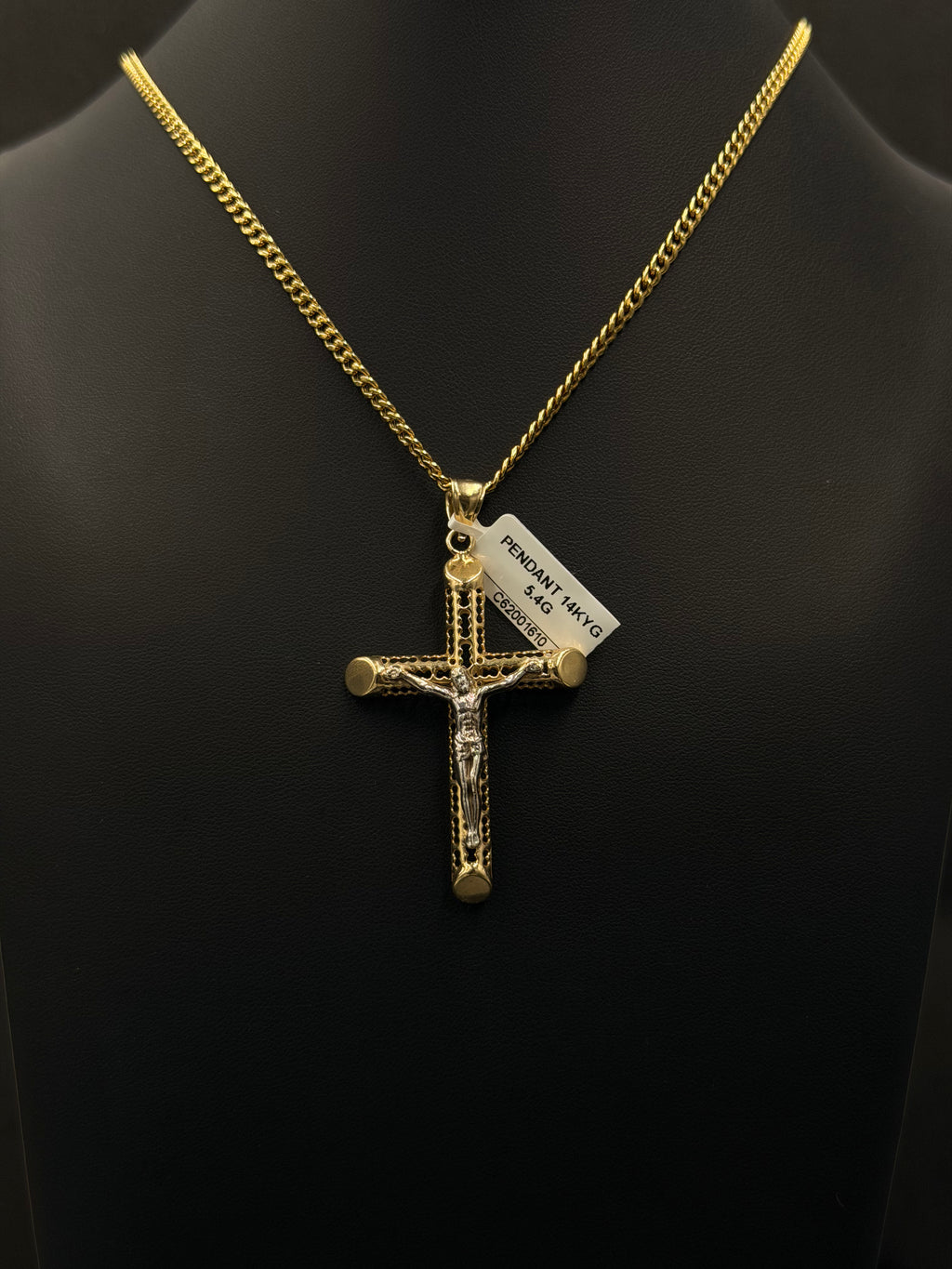 14K Two-Tone Jesus Crucifix Pendant 5.4 Grams