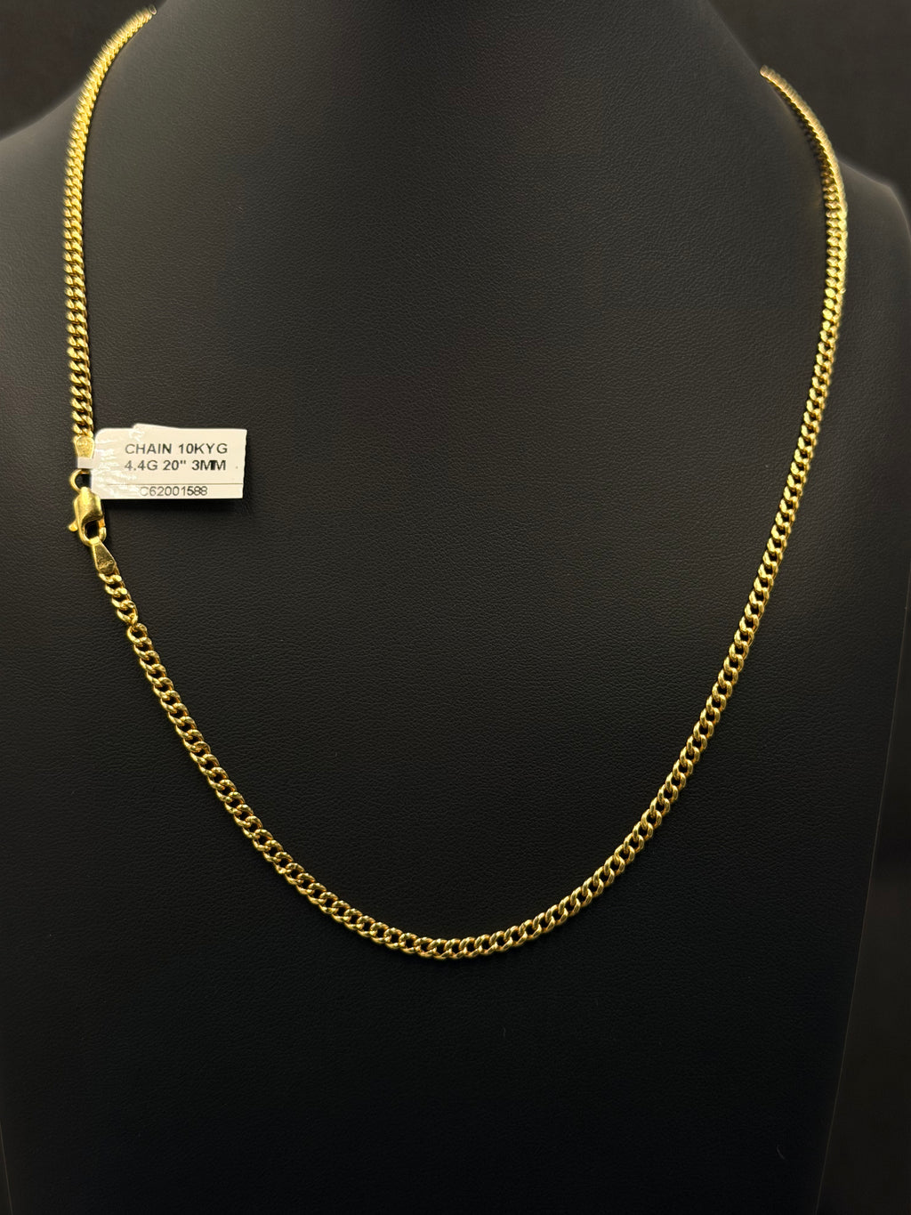 10K Yellow Gold Cuban Link Chain 20” 3mm 4.4 Grams